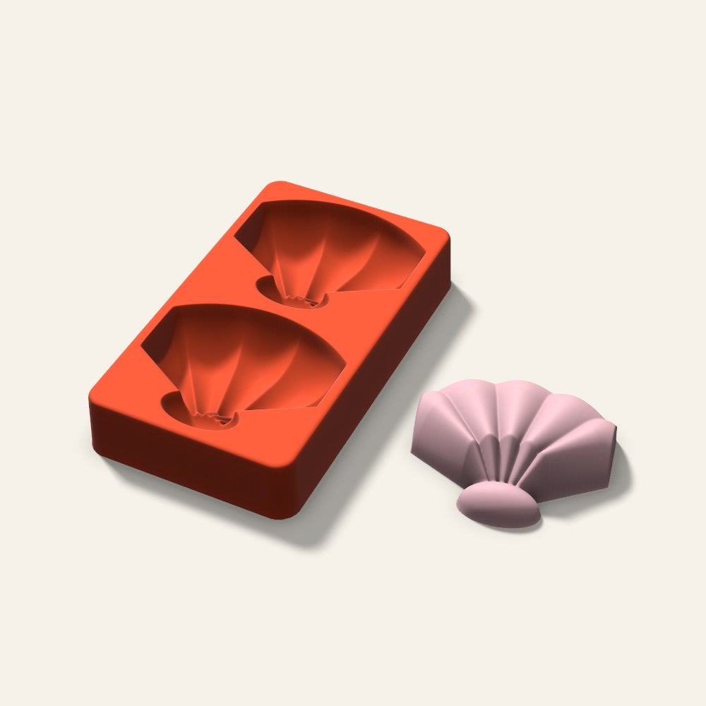Shell Soap Mold, 3 Inch, 2 Cavity, 3D render