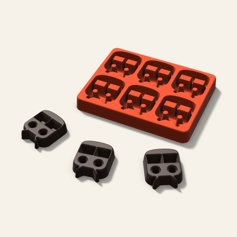 Train Chocolate Mold, 2 Inch, 6 Cavity, 3D render