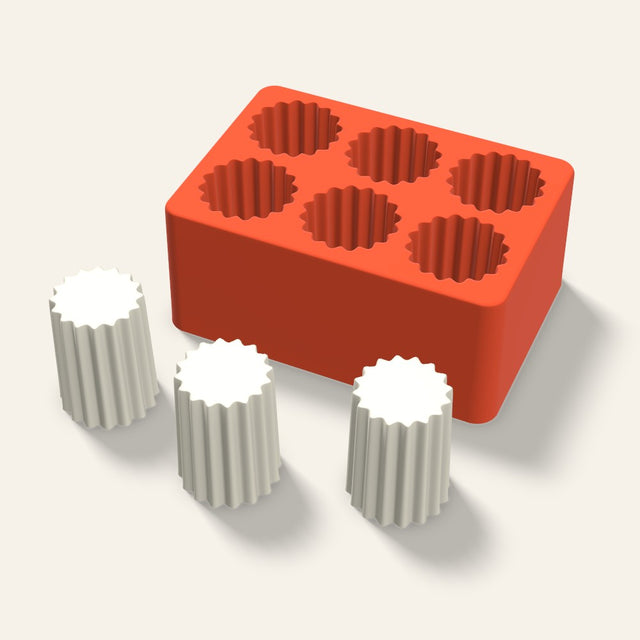 Ribbed Pillar Votive Candle Mold, 1.5 x 2 Inch, 6 Cavity, 3D render