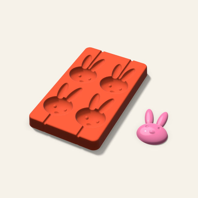 Bunny Lollipop Mold, 2.5 Inch, 4 Cavity, 3D render
