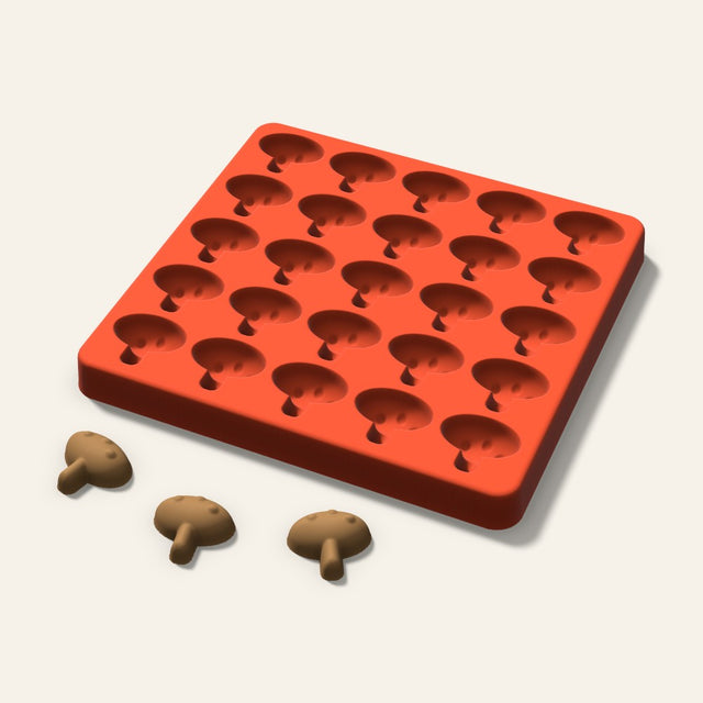 Mushroom Pet Treat Mold, 1 Inch, 25 Cavity, 3D render