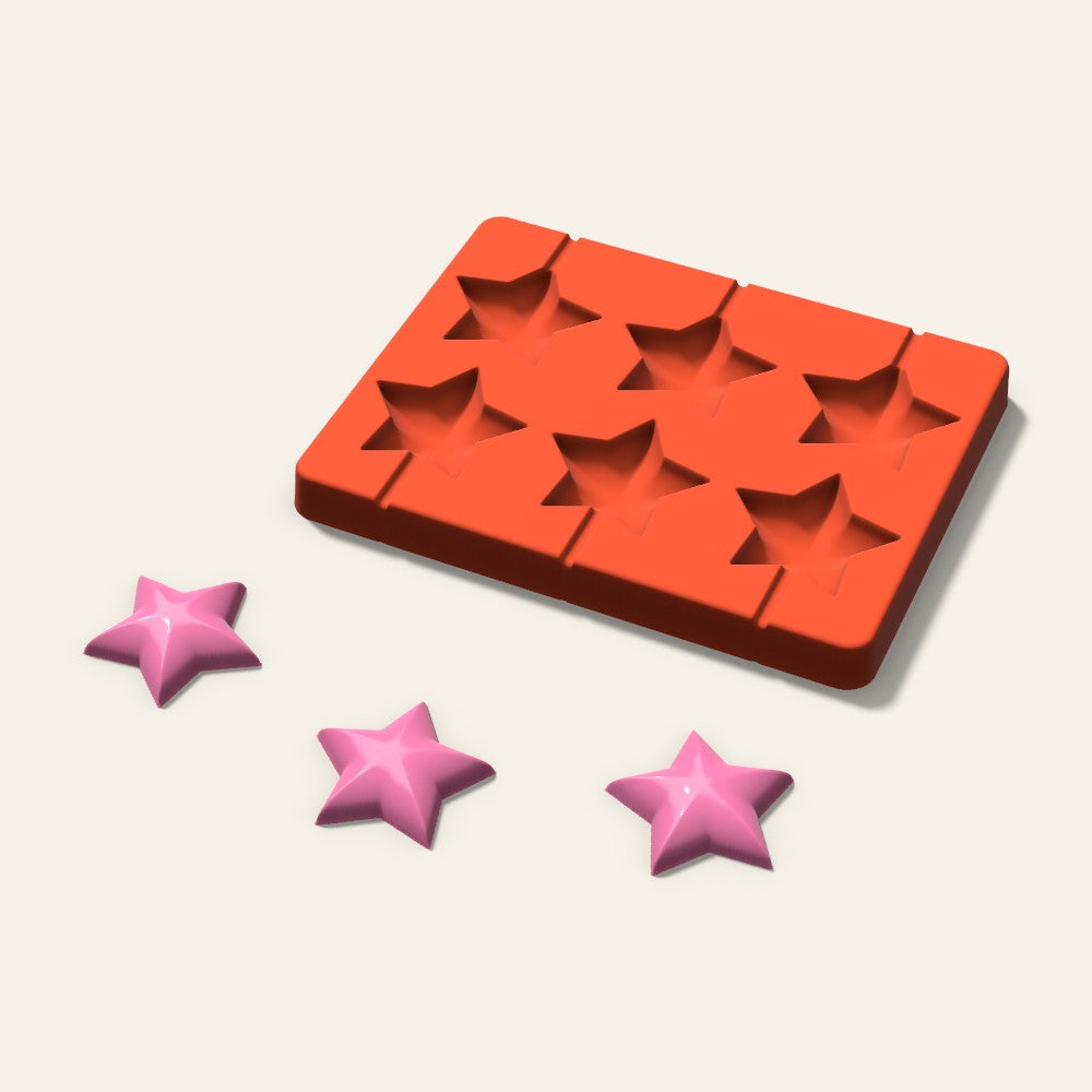 Puffy Star Lollipop Mold, 2 Inch, 6 Cavity, 3D render