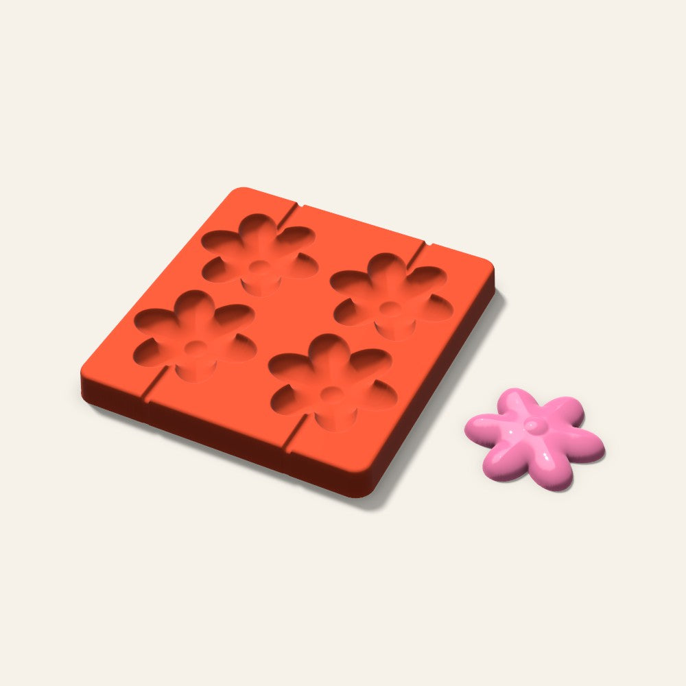 Blossom Lollipop Mold, 2.5 Inch, 4 Cavity, 3D render