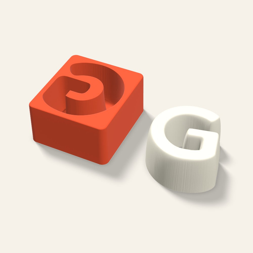 Letter G Candle Mold, 4 x 2 Inch, 3D render