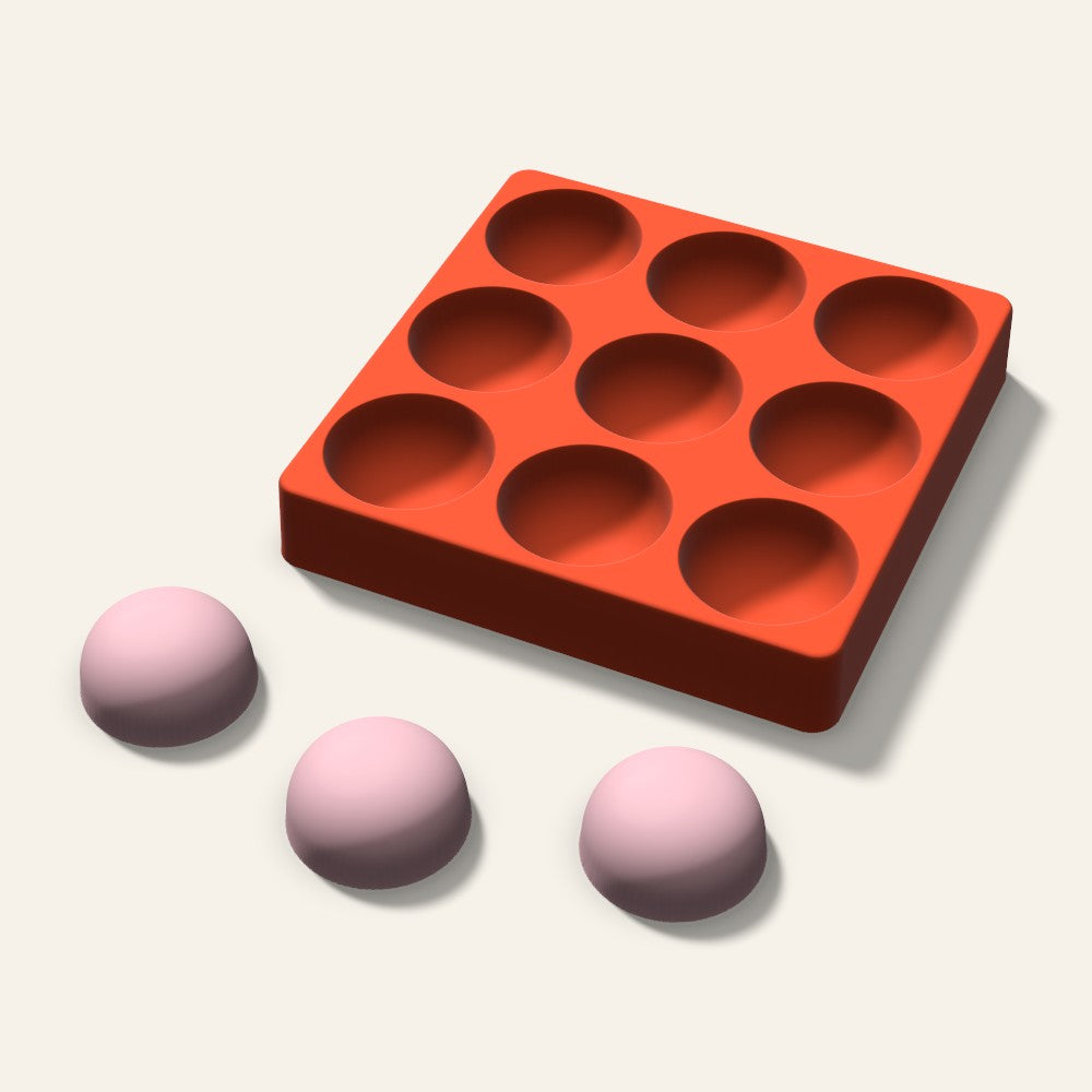 Dome Soap Mold, 2 Inch, 9 Cavity, 3D render