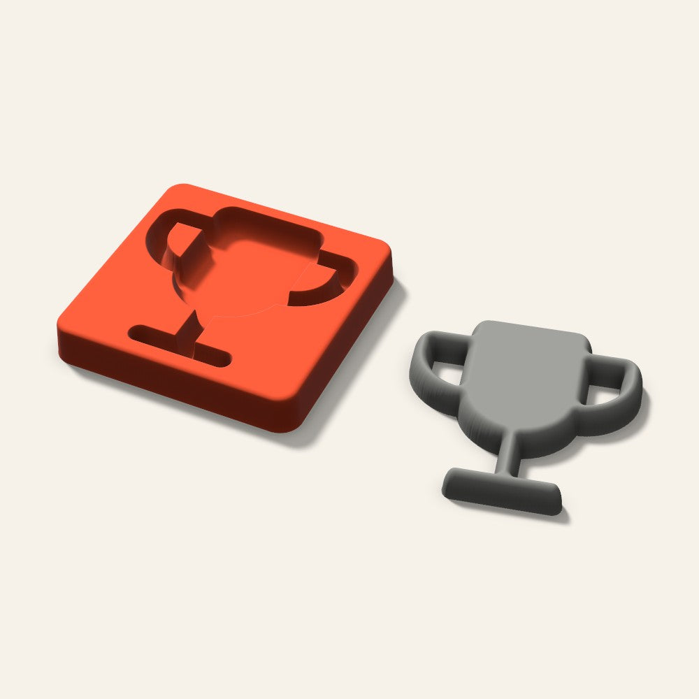 Trophy Plaster Ornament Mold, 3.5 Inch, 3D render