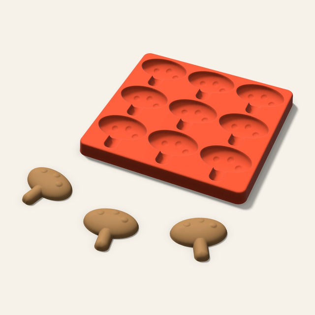 Mushroom Pet Treat Mold, 2 Inch, 9 Cavity, 3D render
