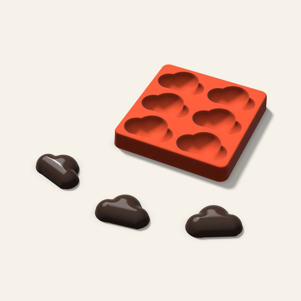 Cloud Chocolate Mold, 2 Inch, 6 Cavity, 3D render