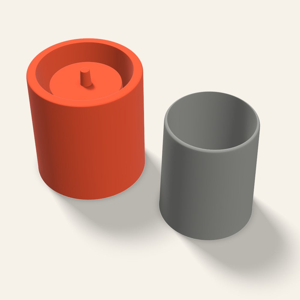 Tall Round Concrete Planter Mold, 3.5 Inch, 3D render