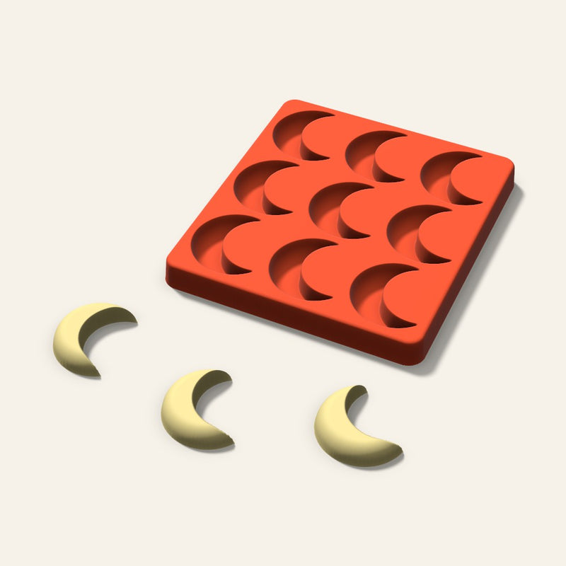 Crescent Moon Butter Pat Mold, 1.75 Inch, 9 Cavity