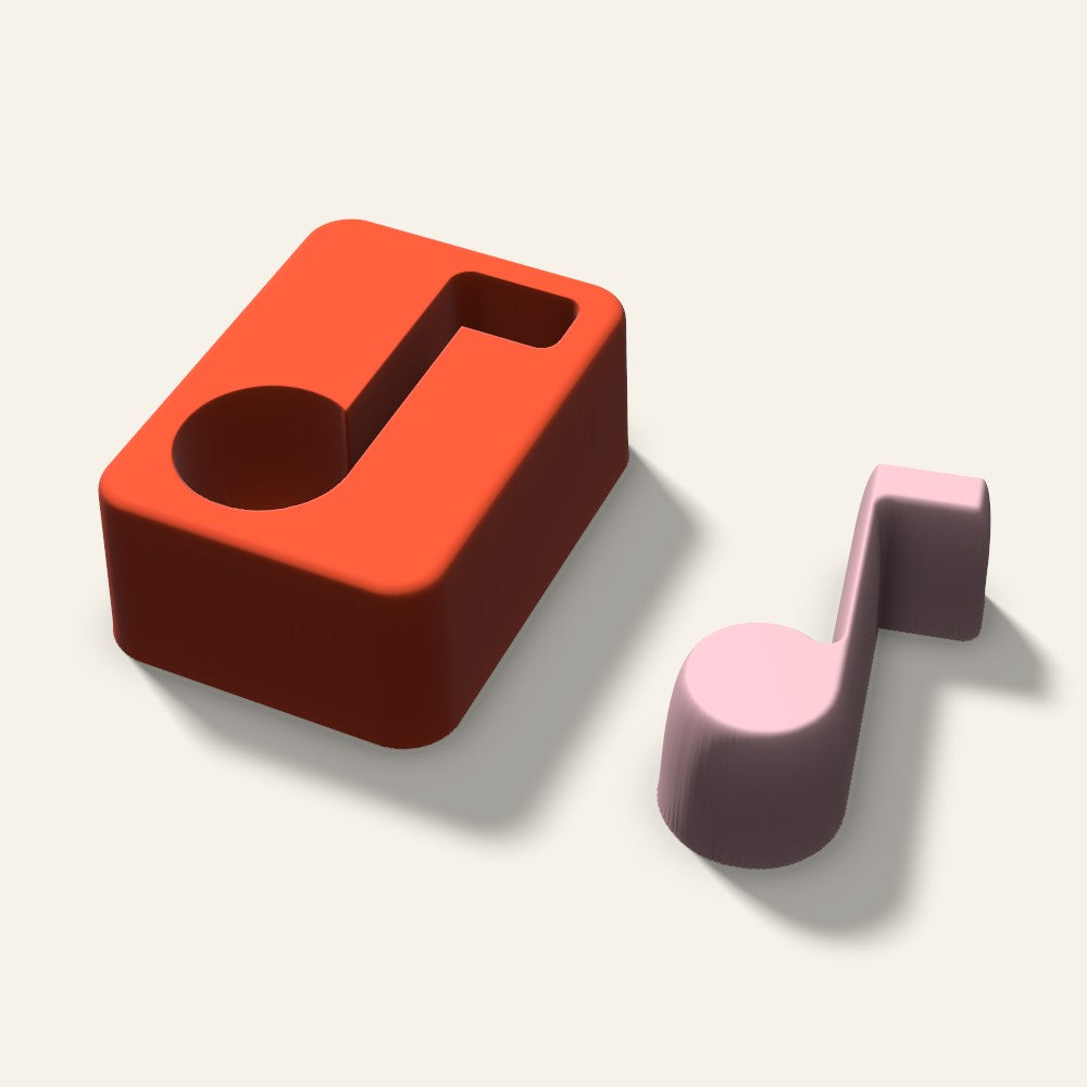 Music Note Soap Mold, 2.5 Inch, 3D render