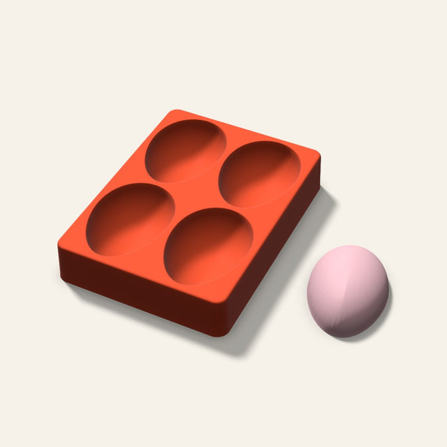 Egg Soap Mold, 3 Inch, 4 Cavity, 3D render
