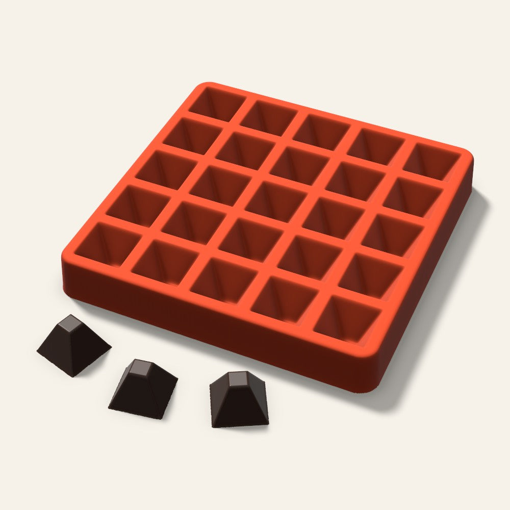 Flat Top Pyramid Chocolate Mold, 1.25 Inch, 25 Cavity, 3D render