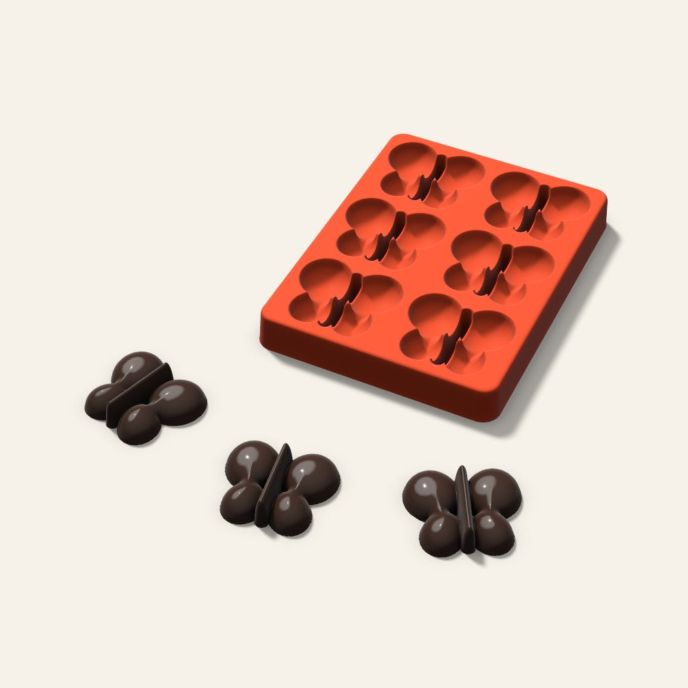 Butterfly Chocolate Mold, 2 Inch, 6 Cavity, 3D render