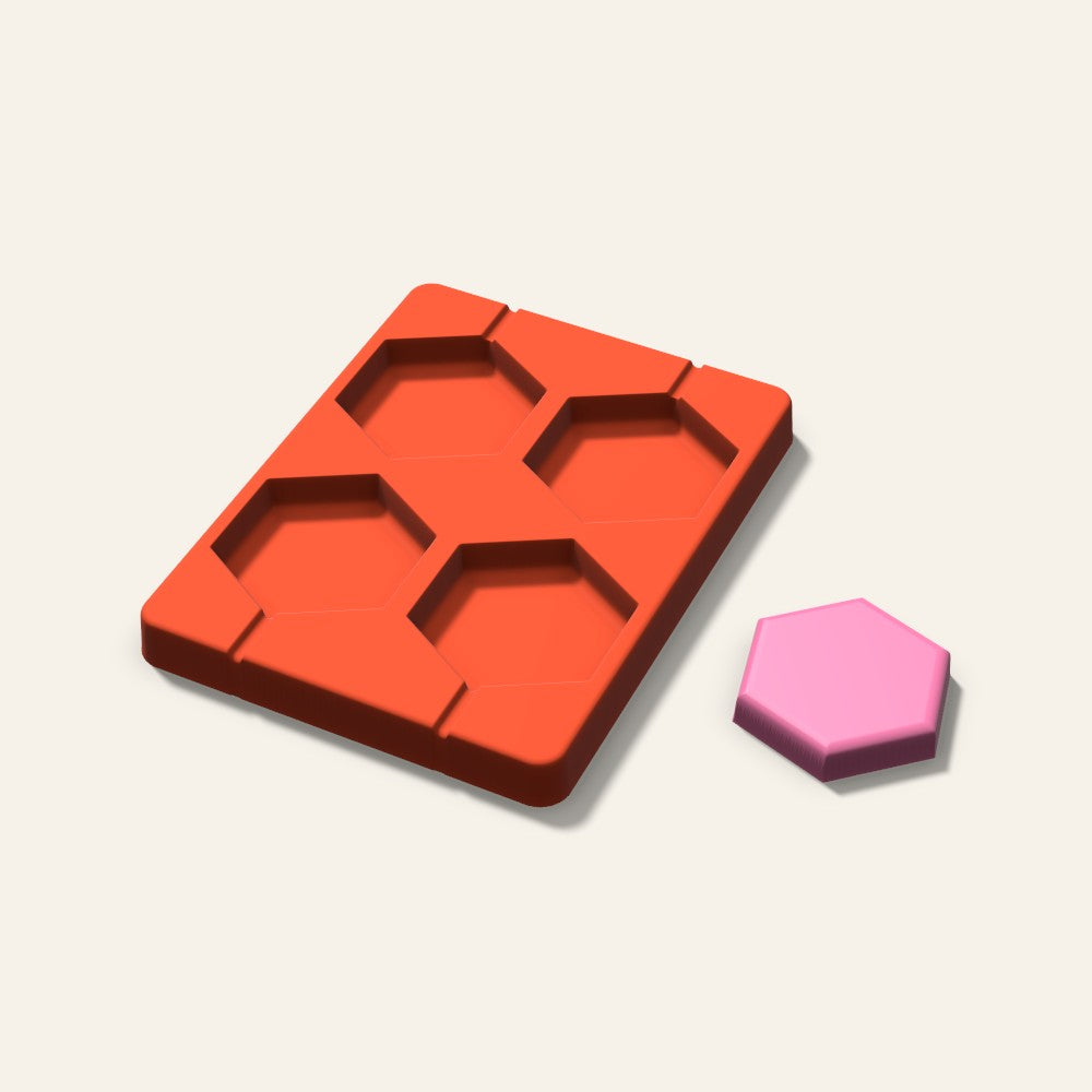 Hexagon Lollipop Mold, 2.5 Inch, 4 Cavity, 3D render