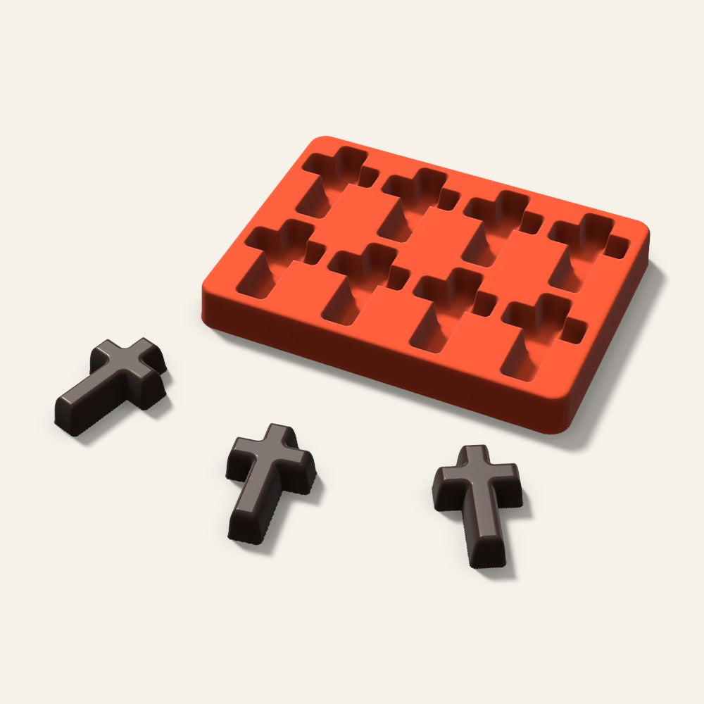 Cross Chocolate Mold, 2 Inch, 8 Cavity, 3D render
