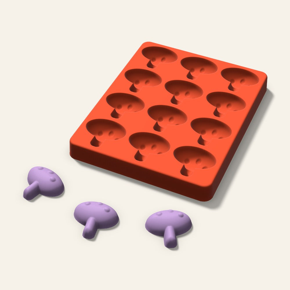 Mushroom Wax Melt Mold, 1.5 Inch, 12 Cavity, 3D render