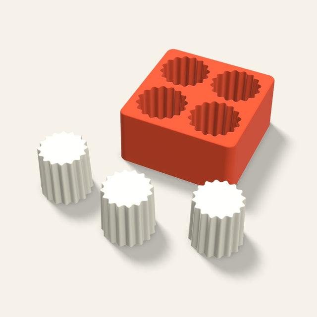 Ribbed Pillar Votive Candle Mold, 2 x 2 Inch, 4 Cavity, 3D render