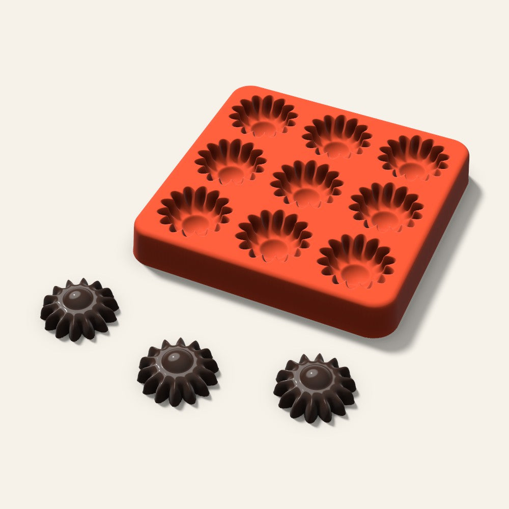 Sunflower Candy Mold, 1 Inch, 9 Cavity, 3D render