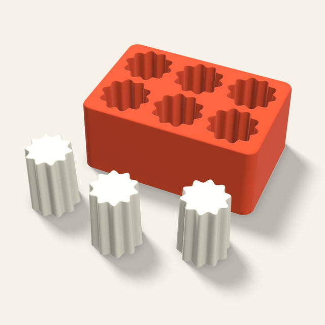 Fluted Pillar Votive Candle Mold, 1.5 x 2 Inch, 6 Cavity, 3D render