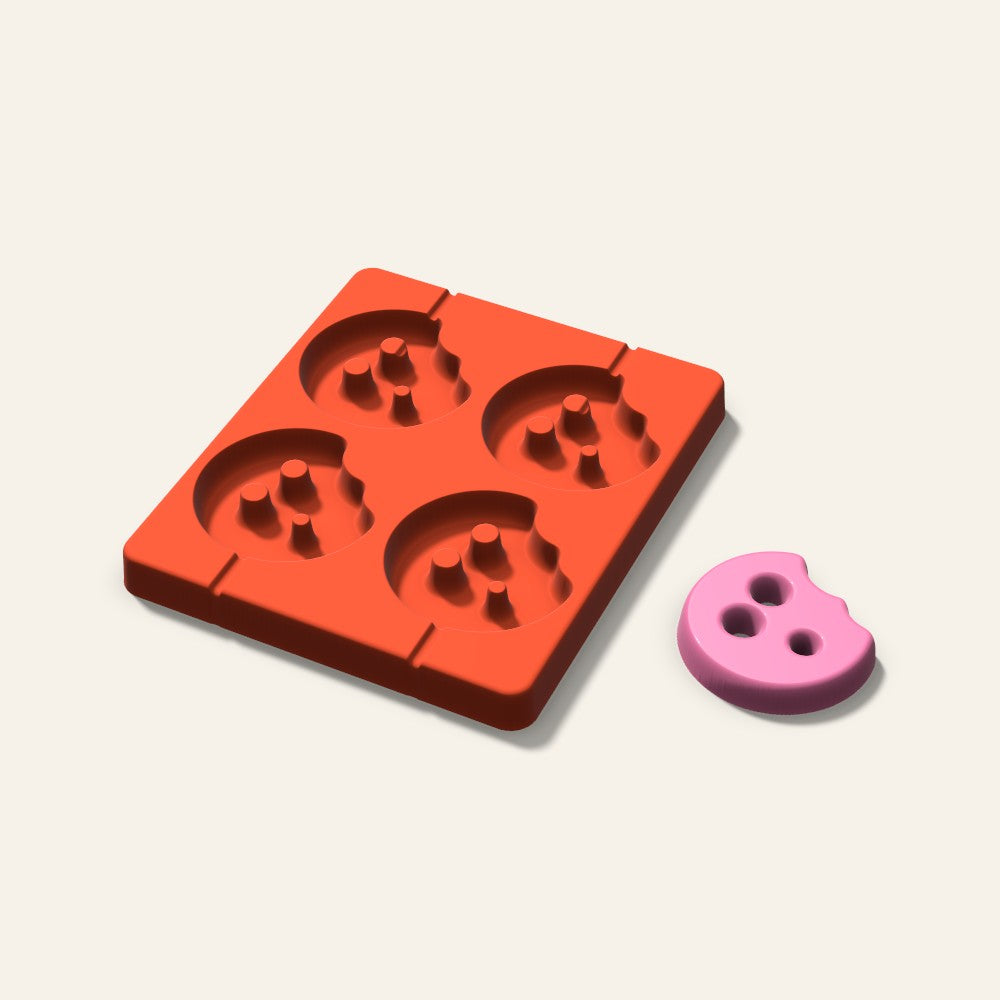 Cookie Bite Lollipop Mold, 2.5 Inch, 4 Cavity, 3D render