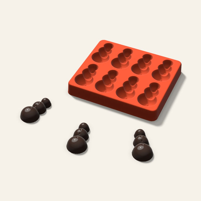 Snowman Chocolate Mold, 2 Inch, 8 Cavity, 3D render