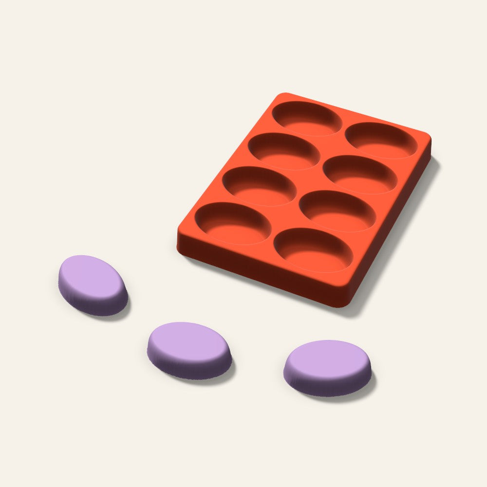 Oval Wax Melt Mold, 2 Inch, 8 Cavity, 3D render