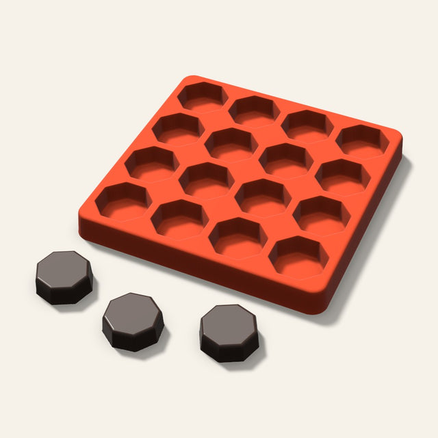 Octagon Candy Mold, 1.25 Inch, 16 Cavity, 3D render