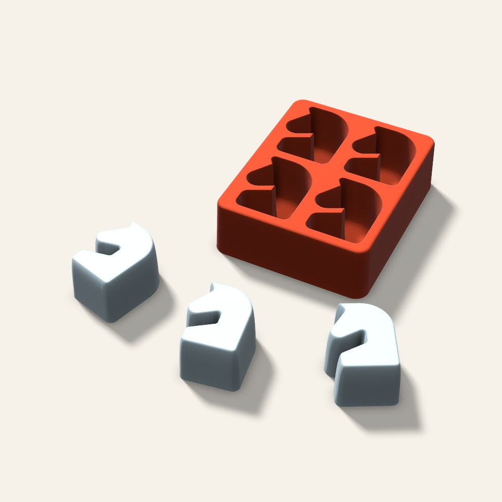 Chess Knight Ice Mold, 2 Inch, 4 Cavity, 3D render