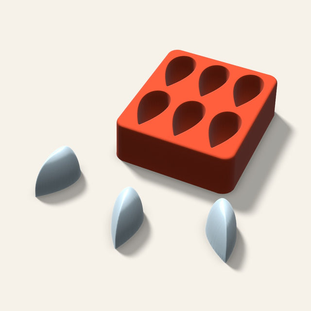 Teardrop Ice Mold, 1.5 Inch, 6 Cavity, 3D render