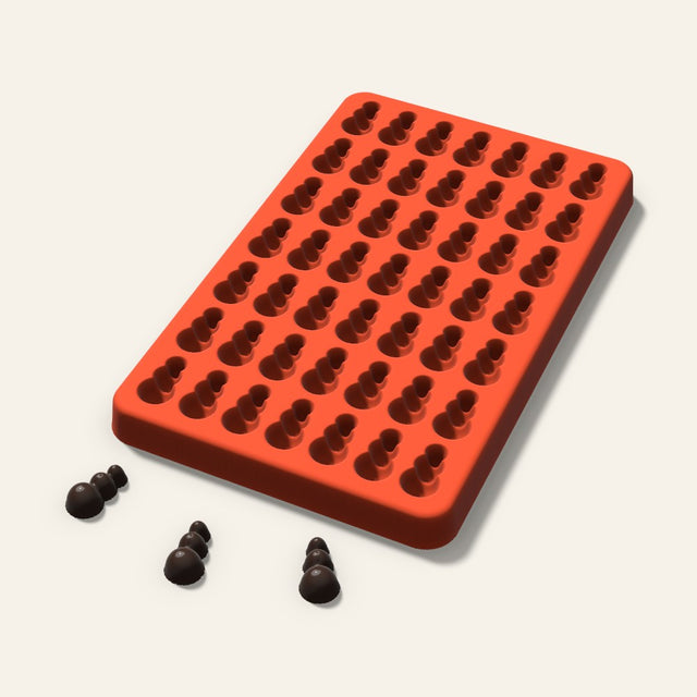 Snowman Gummy Mold, 0.75 Inch, 49 Cavity, 3D render