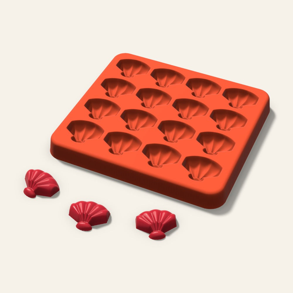 Shell Candy Mold, 0.75 Inch, 16 Cavity, 3D render
