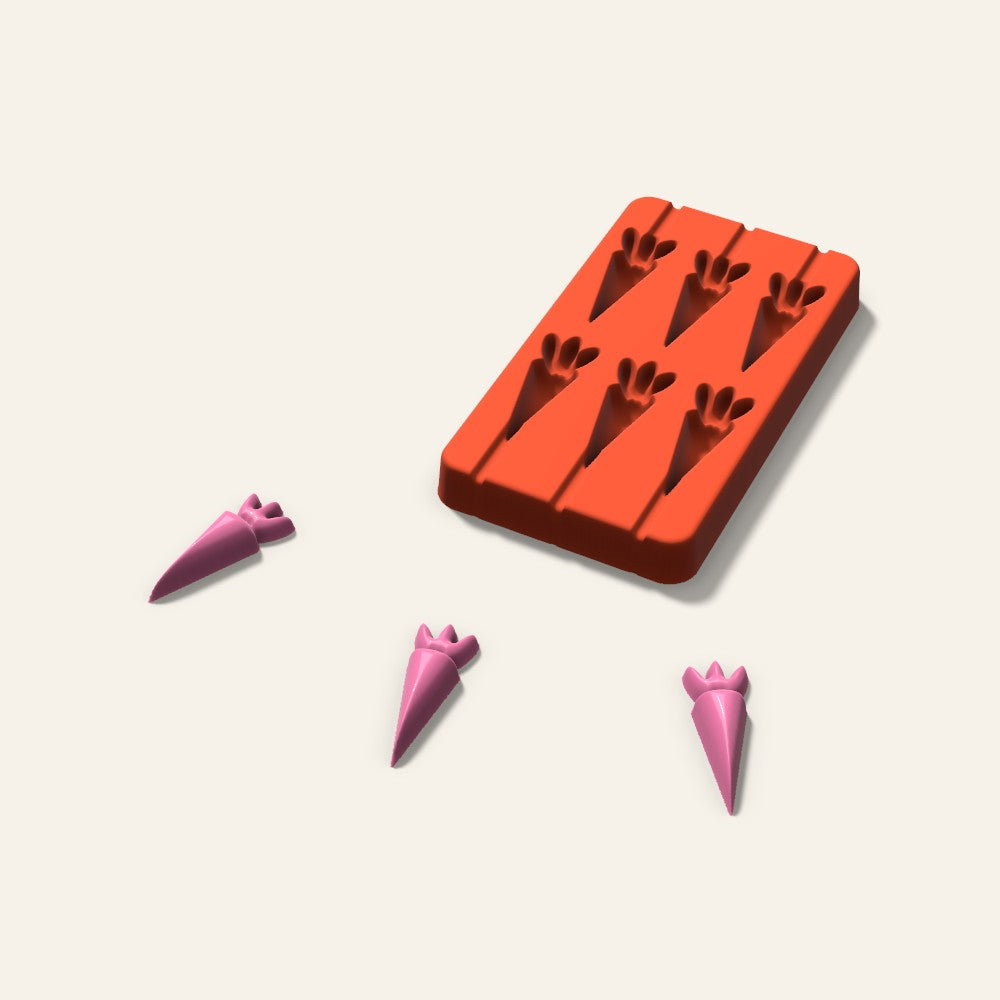 Carrot Lollipop Mold, 2 Inch, 6 Cavity, 3D render