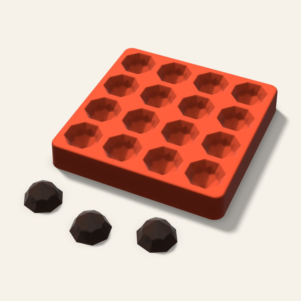 Octagon Gem Chocolate Mold, 1.25 Inch, 16 Cavity, 3D render