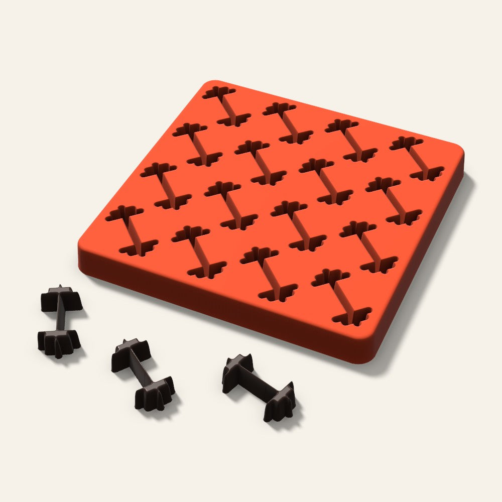 Dumbbell Candy Mold, 1.25 Inch, 16 Cavity, 3D render