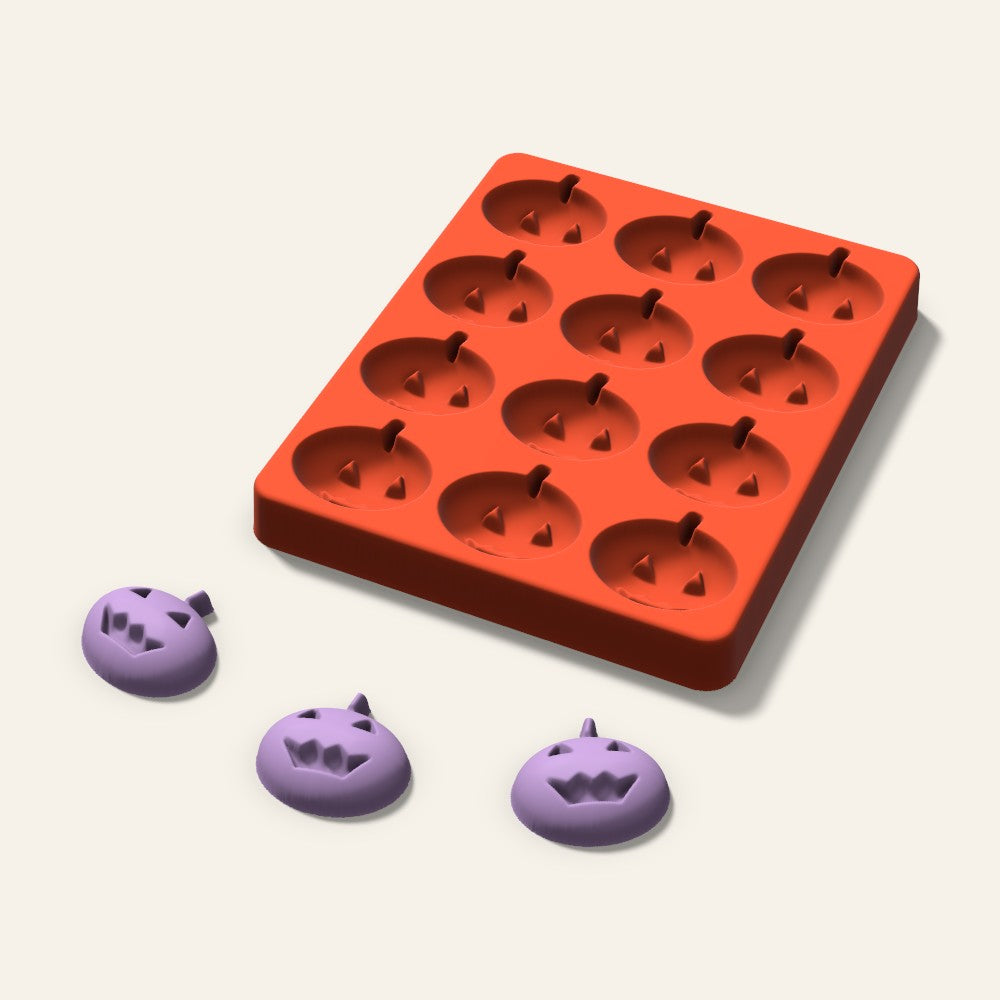 Jack-o'-Lantern Wax Melt Mold, 1.5 Inch, 12 Cavity, 3D render
