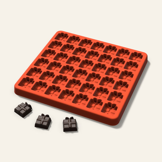 Gift Box Gummy Mold, 0.75 Inch, 42 Cavity, 3D render