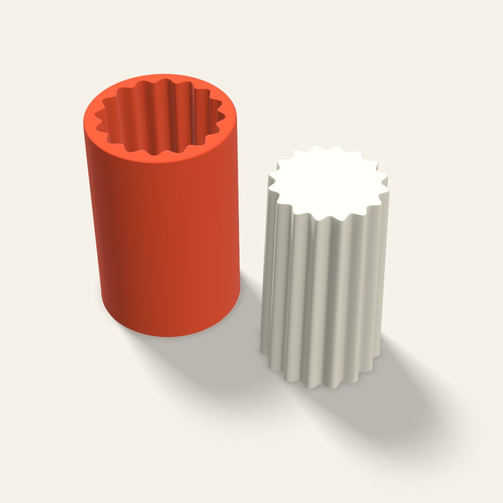 Ribbed Pillar Candle Mold, 3.5 x 6 Inch, 3D render