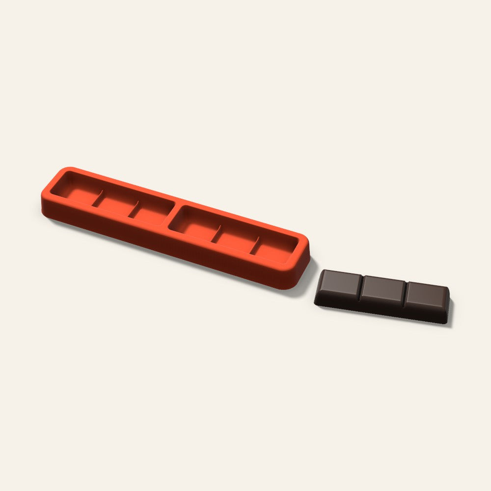 Mini Chocolate Bar Mold, 3 Inch, 2 Cavity, 3D render