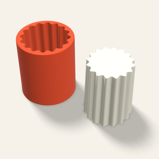 Ribbed Pillar Candle Mold, 4 x 5 Inch, 3D render