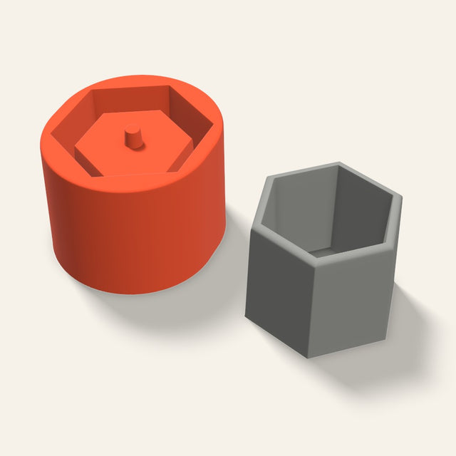Low Hexagon Concrete Planter Mold, 3.5 Inch, 3D render