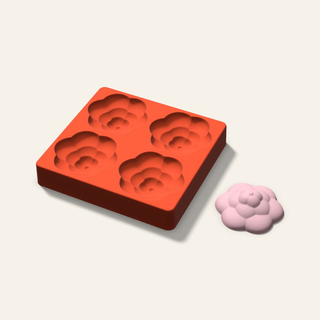 Rosette Soap Mold, 3 Inch, 4 Cavity, 3D render