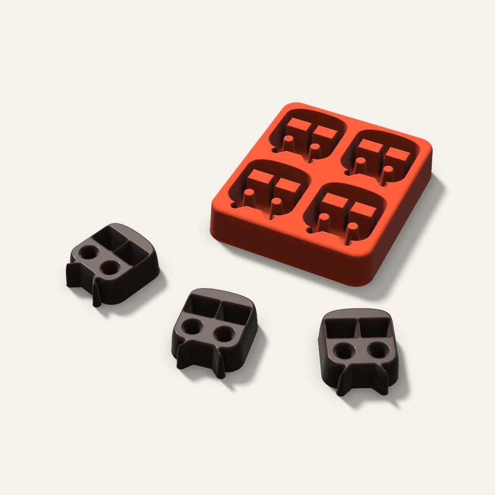Train Chocolate Mold, 1.5 Inch, 4 Cavity, 3D render