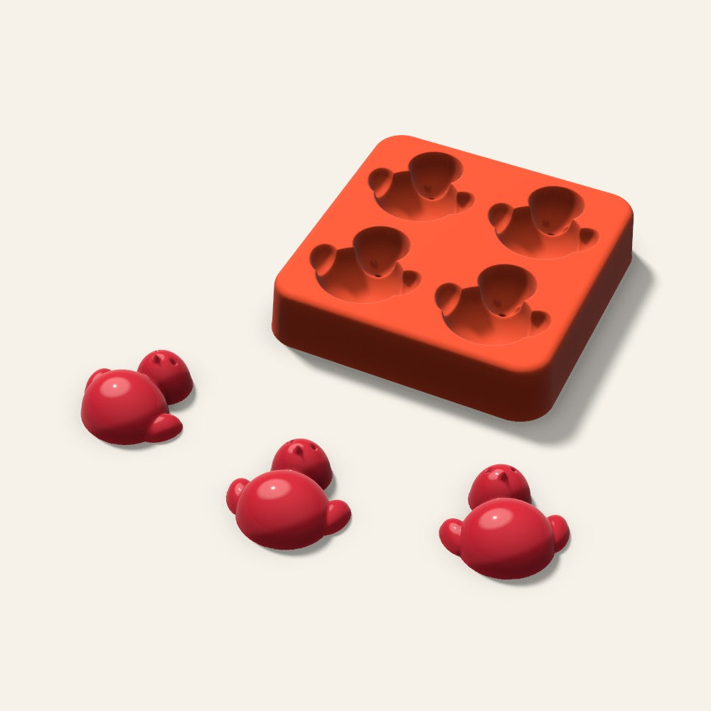 Chick Candy Mold, 1.25 Inch, 4 Cavity, 3D render