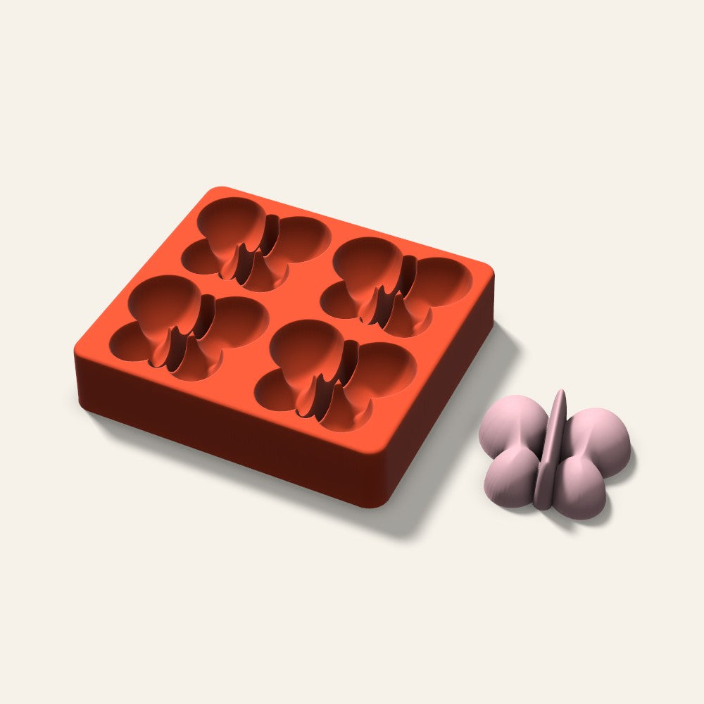 Butterfly Soap Mold, 2.5 Inch, 4 Cavity, 3D render