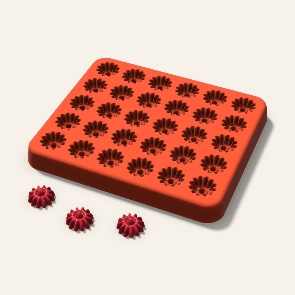 Daisy Gummy Mold, 0.5 Inch, 30 Cavity, 3D render
