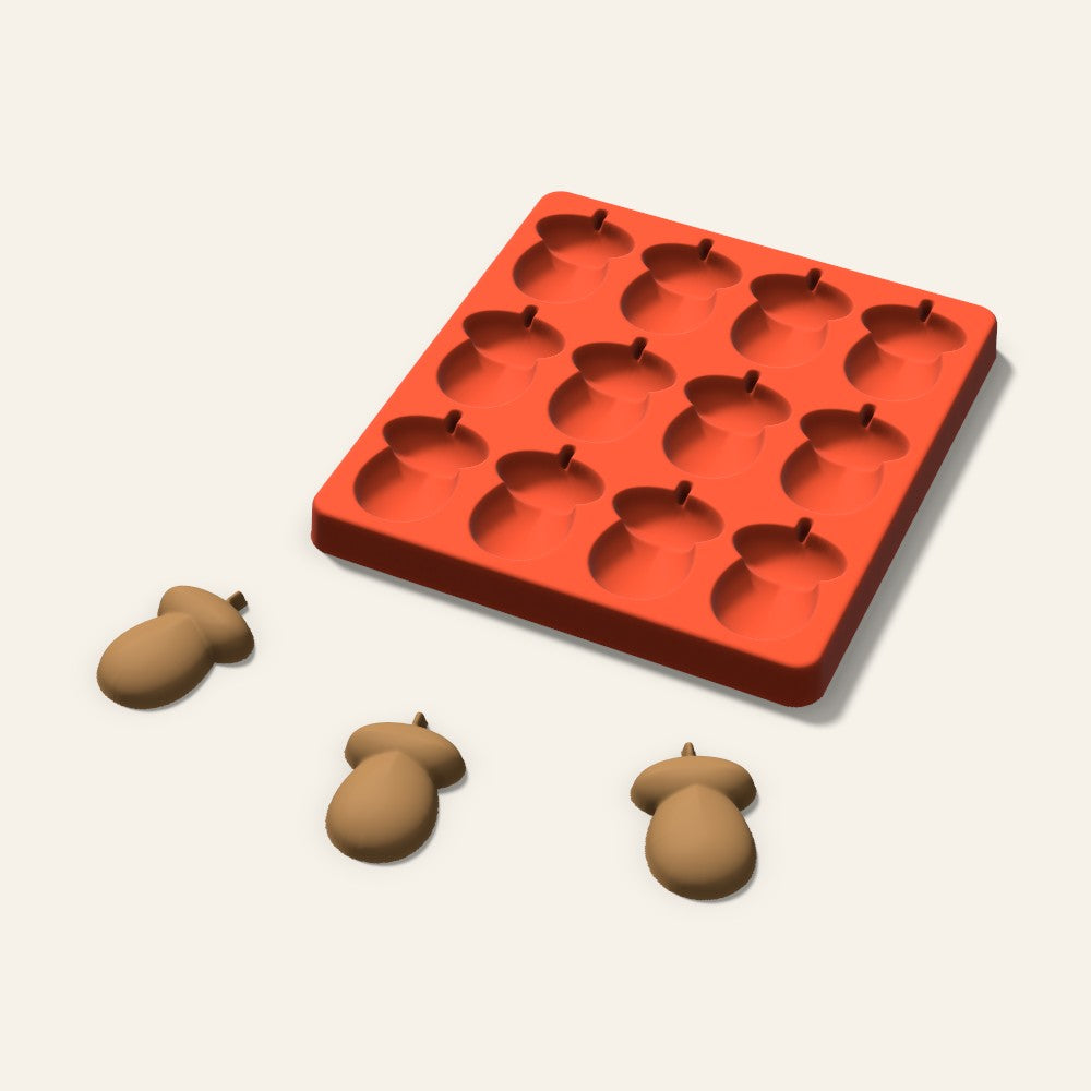 Acorn Pet Treat Mold, 2 Inch, 12 Cavity, 3D render