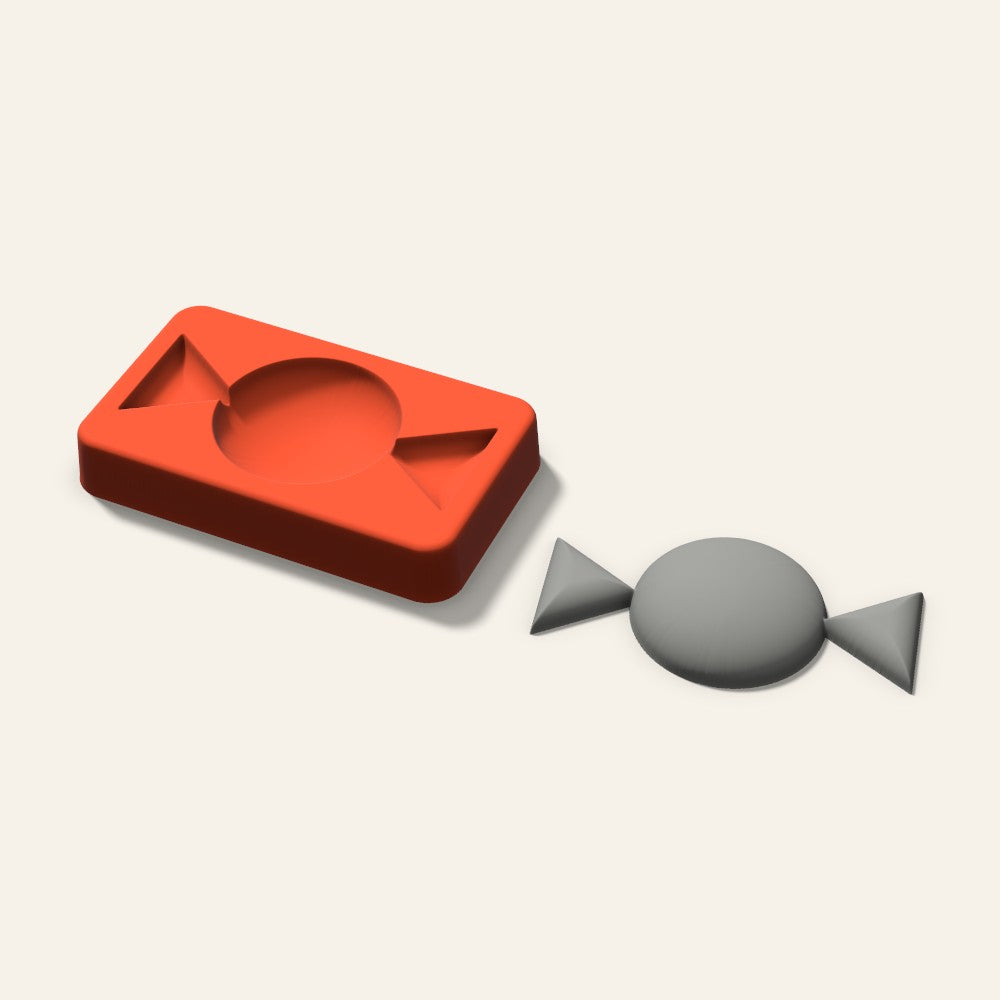 Wrapped Candy Plaster Ornament Mold, 3.5 Inch, 3D render