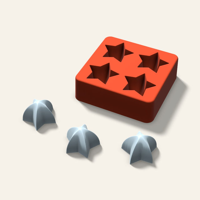 Puffy Star Ice Mold, 1.5 Inch, 4 Cavity, 3D render