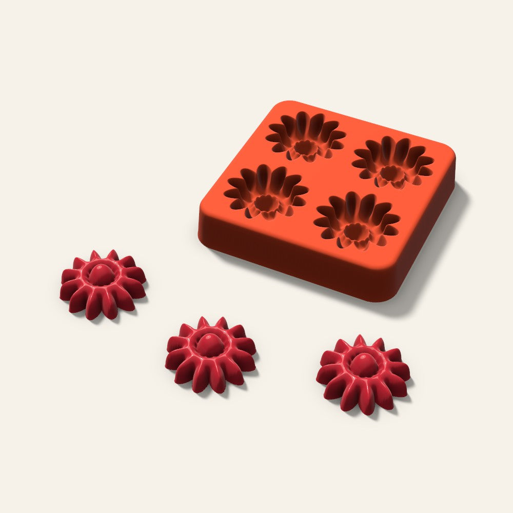 Daisy Candy Mold, 1.25 Inch, 4 Cavity, 3D render